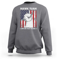 Funny Llama Sweatshirt Hawk Tuah Spit On That Thang American Flag - Wonder Print Shop