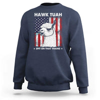 Funny Llama Sweatshirt Hawk Tuah Spit On That Thang American Flag - Wonder Print Shop