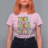 English Teacher T Shirt For Women There Their They're Funny Grammar Lessons - Wonder Print Shop