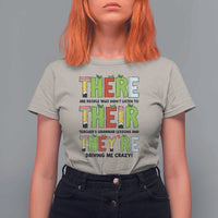 English Teacher T Shirt For Women There Their They're Funny Grammar Lessons - Wonder Print Shop