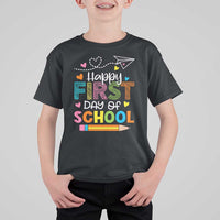Happy First Day Of School T Shirt For Kid Cute Pencil Paper Plane Heart - Wonder Print Shop