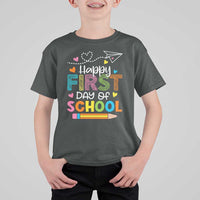 Happy First Day Of School T Shirt For Kid Cute Pencil Paper Plane Heart - Wonder Print Shop