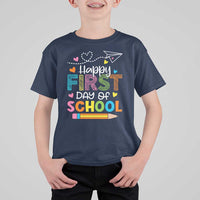 Happy First Day Of School T Shirt For Kid Cute Pencil Paper Plane Heart - Wonder Print Shop