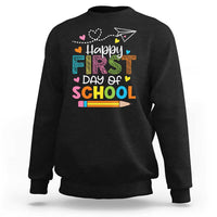 Happy First Day Of School Sweatshirt Cute Pencil Paper Plane Heart - Wonder Print Shop