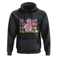 Teacher Hoodie Groovy Pencil Pink Bow Back To School - Wonder Print Shop