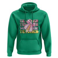 Teacher Hoodie Groovy Pencil Pink Bow Back To School - Wonder Print Shop