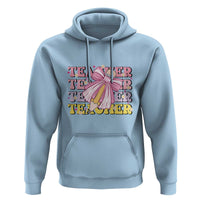 Teacher Hoodie Groovy Pencil Pink Bow Back To School - Wonder Print Shop
