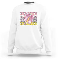 Teacher Sweatshirt Groovy Pencil Pink Bow Back To School - Wonder Print Shop
