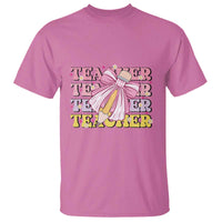 Teacher T Shirt Groovy Pencil Pink Bow Back To School - Wonder Print Shop