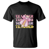 Teacher T Shirt Groovy Pencil Pink Bow Back To School - Wonder Print Shop