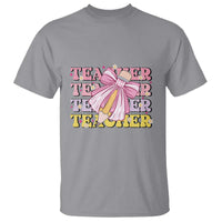 Teacher T Shirt Groovy Pencil Pink Bow Back To School - Wonder Print Shop