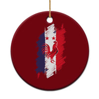 France Gallic Rooster Football Two Stars Brushstroke French Flag Graphic Ceramic Ornament