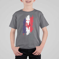 France Gallic Rooster Football Two Stars Brushstroke French Flag Graphic T Shirt For Kid