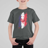 France Gallic Rooster Football Two Stars Brushstroke French Flag Graphic T Shirt For Kid