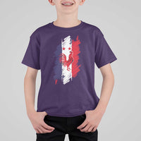 France Gallic Rooster Football Two Stars Brushstroke French Flag Graphic T Shirt For Kid
