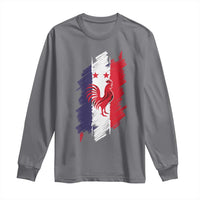France Gallic Rooster Football Two Stars Brushstroke French Flag Graphic Long Sleeve Shirt