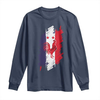 France Gallic Rooster Football Two Stars Brushstroke French Flag Graphic Long Sleeve Shirt