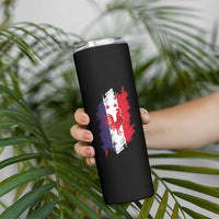 France Gallic Rooster Football Two Stars Brushstroke French Flag Graphic Skinny Tumbler
