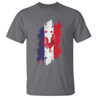 France Gallic Rooster Football Two Stars Brushstroke French Flag Graphic T Shirt