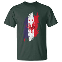 France Gallic Rooster Football Two Stars Brushstroke French Flag Graphic T Shirt