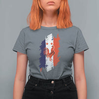 France Gallic Rooster Football Two Stars Brushstroke French Flag Graphic T Shirt For Women