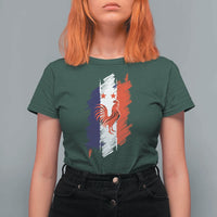 France Gallic Rooster Football Two Stars Brushstroke French Flag Graphic T Shirt For Women