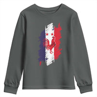 France Gallic Rooster Football Two Stars Brushstroke French Flag Graphic Youth Sweatshirt