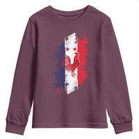 France Gallic Rooster Football Two Stars Brushstroke French Flag Graphic Youth Sweatshirt