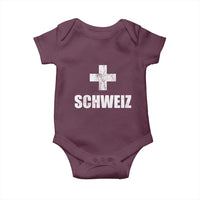 Schweiz Swiss German Vintage Cross Flag Switzerland Roots Baby Onesie