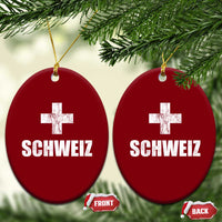 Schweiz Swiss German Vintage Cross Flag Switzerland Roots Ceramic Ornament