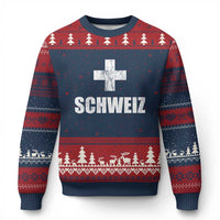 Schweiz Swiss German Vintage Cross Flag Switzerland Roots Ugly Christmas Sweater