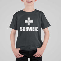 Schweiz Swiss German Vintage Cross Flag Switzerland Roots T Shirt For Kid