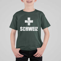 Schweiz Swiss German Vintage Cross Flag Switzerland Roots T Shirt For Kid