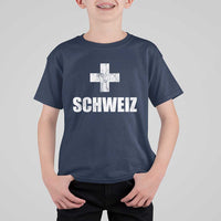 Schweiz Swiss German Vintage Cross Flag Switzerland Roots T Shirt For Kid