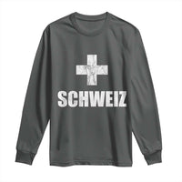 Schweiz Swiss German Vintage Cross Flag Switzerland Roots Long Sleeve Shirt