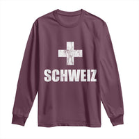 Schweiz Swiss German Vintage Cross Flag Switzerland Roots Long Sleeve Shirt