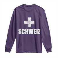 Schweiz Swiss German Vintage Cross Flag Switzerland Roots Long Sleeve Shirt