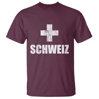 Schweiz Swiss German Vintage Cross Flag Switzerland Roots T Shirt