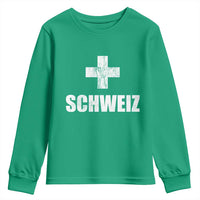 Schweiz Swiss German Vintage Cross Flag Switzerland Roots Youth Sweatshirt