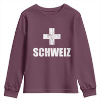 Schweiz Swiss German Vintage Cross Flag Switzerland Roots Youth Sweatshirt