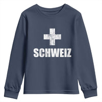 Schweiz Swiss German Vintage Cross Flag Switzerland Roots Youth Sweatshirt