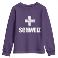 Schweiz Swiss German Vintage Cross Flag Switzerland Roots Youth Sweatshirt