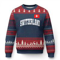Switzerland Sports Throwback Design Ugly Christmas Sweater Vintage Swiss Flag Soccer Jersey Style