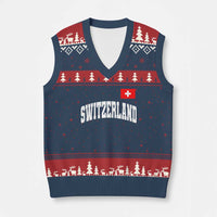 Switzerland Sports Throwback Design V-Neck Knit Sweater Vest Vintage Swiss Flag Soccer Jersey Style
