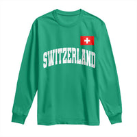 Switzerland Sports Throwback Design Long Sleeve Shirt Vintage Swiss Flag Soccer Jersey Style