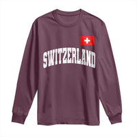 Switzerland Sports Throwback Design Long Sleeve Shirt Vintage Swiss Flag Soccer Jersey Style