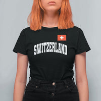 Switzerland Sports Throwback Design T Shirt For Women Vintage Swiss Flag Soccer Jersey Style