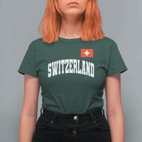 Switzerland Sports Throwback Design T Shirt For Women Vintage Swiss Flag Soccer Jersey Style