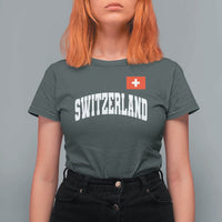 Switzerland Sports Throwback Design T Shirt For Women Vintage Swiss Flag Soccer Jersey Style