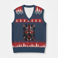 Union Jack Flag Lion Face UK British Great Britain V-Neck Knit Sweater Vest